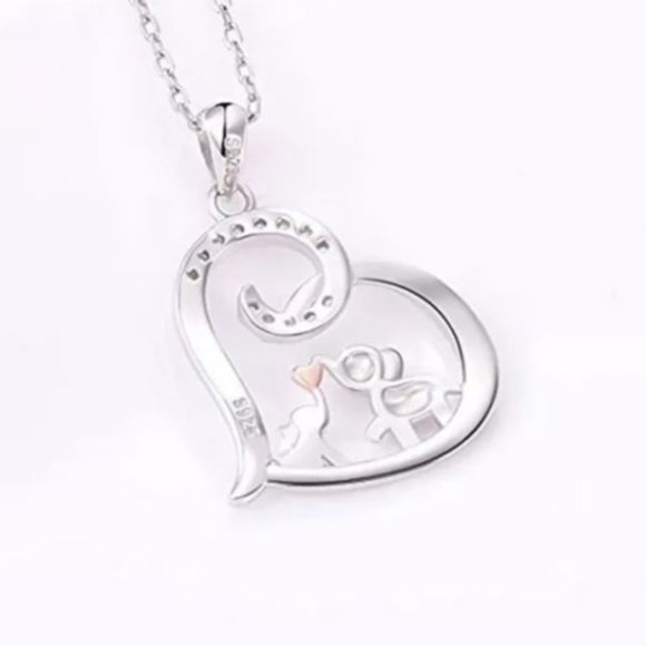 Baby & Mama Elephant Necklace Heart Love New Mother's Day Gift - Picture 2 of 4